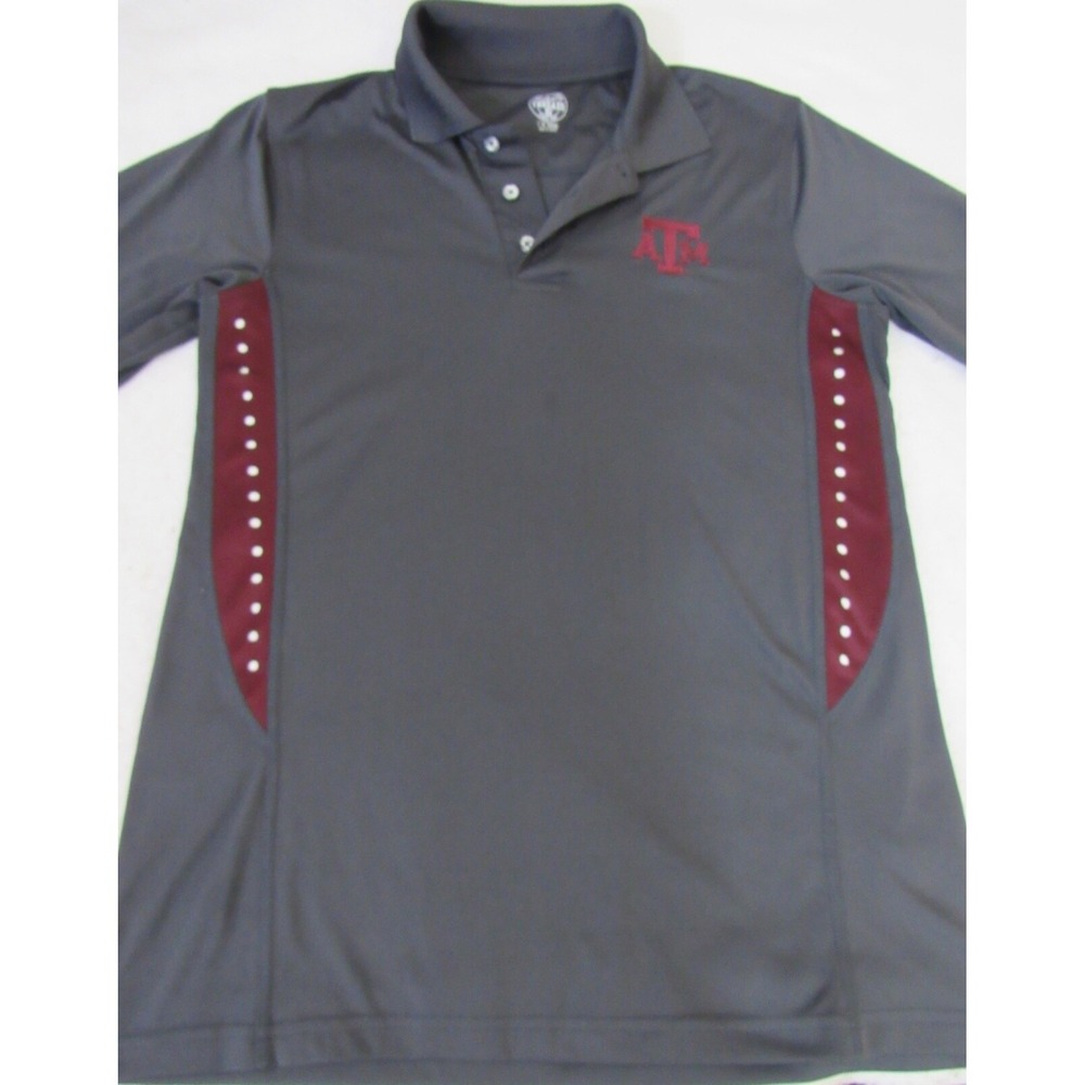 Texas A&M Aggies Logo Gray Polyester‎ Polo Golf Sz M Rivalry Threads Shirt
